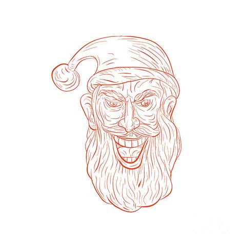 Evil Santa Claus Head Drawing Digital Art by Aloysius Patrimonio - Fine Art America