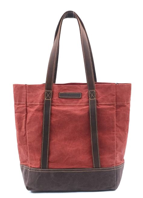 Buy waxed canvas leather heavy duty tote bag, durable versatile large ...