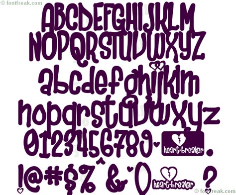 Font Freak, Heartbreaker - Freeware by Font-a-licious Fonts