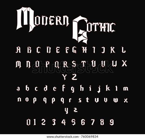 Modern Gothic Font White Vector Font: เวกเตอร์สต็อก (ปลอดค่าลิขสิทธิ์ ...