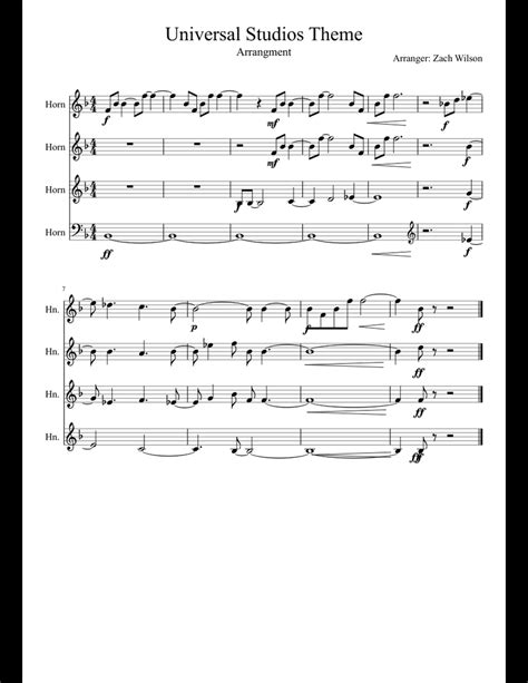 Universal Studios Theme For Horn sheet music for French Horn download free in PDF or MIDI