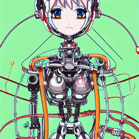 Anime manga robot!! Anime girl, cyborg girl, exposed | Stable Diffusion