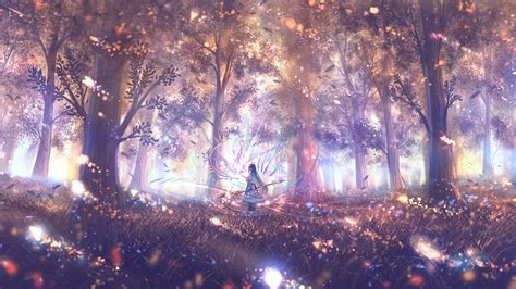 Character in forest fairy tale anime, forest, long hair, staff HD wallpaper | Wallpaper Flare