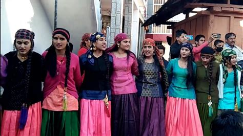 Dimich beautiful pahadi girls dance II traditional culture dress pahari ...