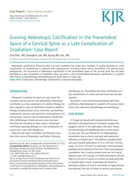 (PDF) Growing Heterotopic Calcification in the Prevertebral Space of a ...