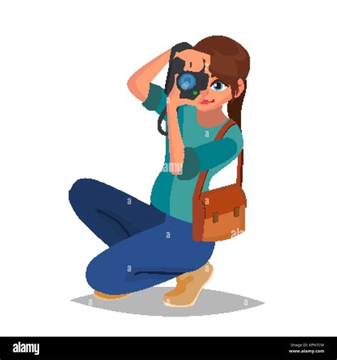 Photographer Woman Vector. Photo Equipment. Camera. Studio Photography ...