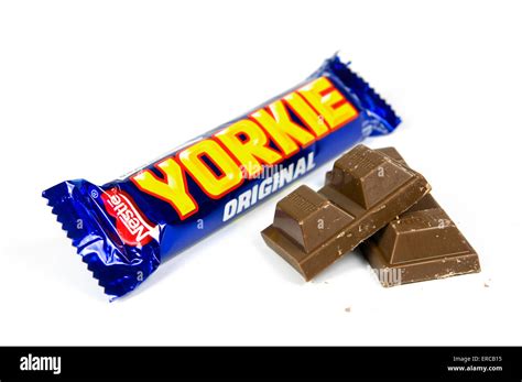 Yorkie chocolate bar on white background with open bar by the side Stock Photo - Alamy