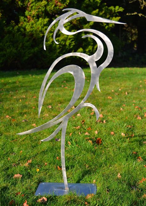 Stainless steel heron garden sculpture – Janet Mary Robinson