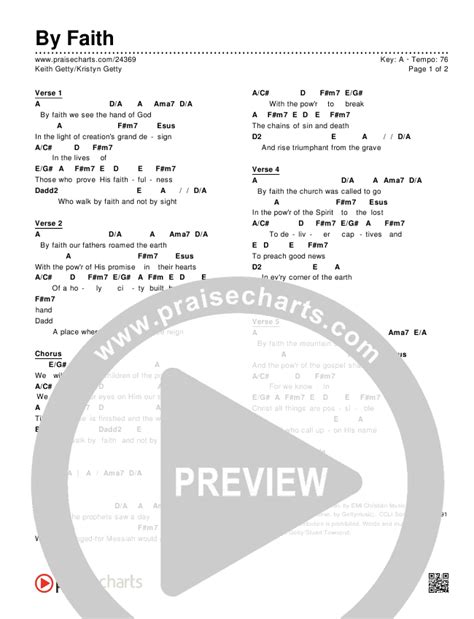 By Faith Chords PDF (Keith & Kristyn Getty) - PraiseCharts