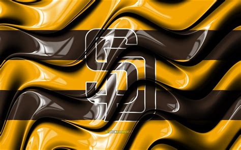 Download wallpapers San Diego Padres flag, 4k, yellow and brown 3D waves, MLB, american baseball ...