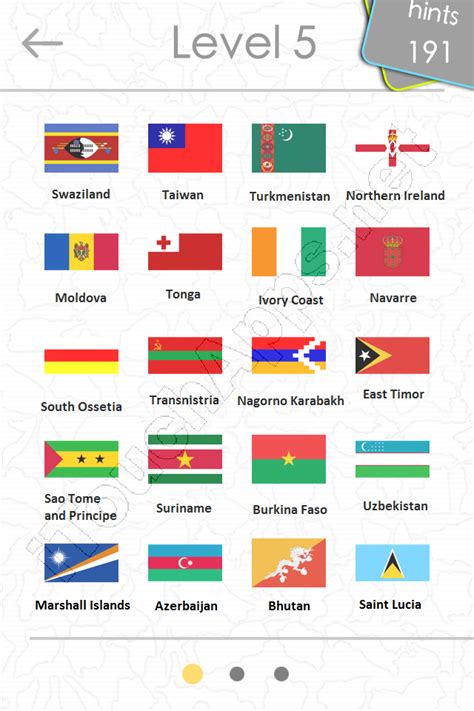 flags quiz answers: level 5 part 1