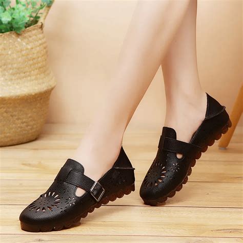 YOUYEDIAN Fashion Women Hollow Buckle Strap Round Toe Leisure Shoes ...