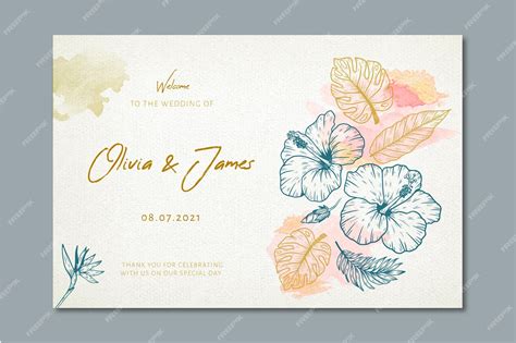 Premium Vector | Wedding banner with floral ornaments