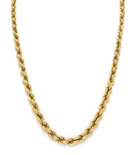 An 18 Karat Yellow Gold Graduated Rope Chain Necklace.