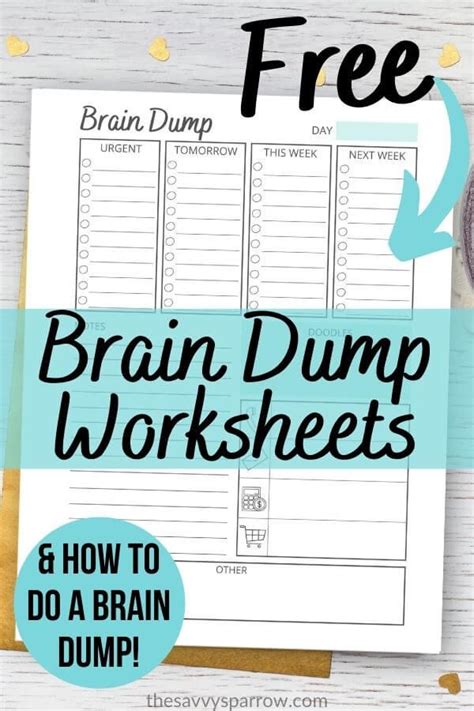 Get a free printable brain dump template to help you with to do list organization! Organize your ...