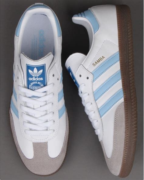 Adidas Samba Og Trainers White/Sky Blue - Adidas @ 80s Casual Classics