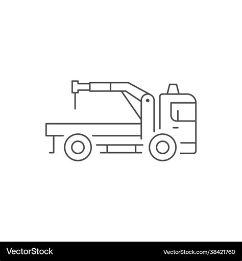 Crane truck line outline icon Royalty Free Vector Image