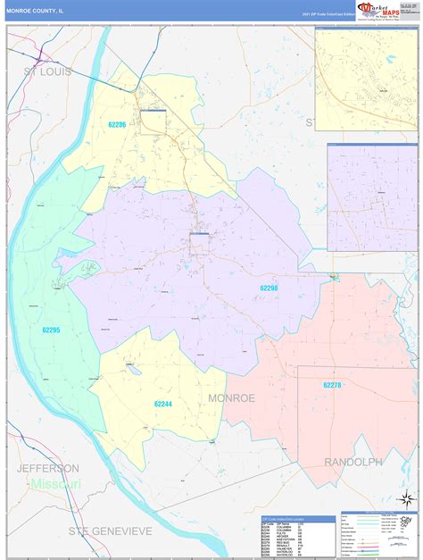 Monroe County, IL Wall Map Color Cast Style by MarketMAPS - MapSales