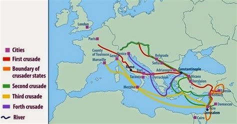 Map of Crusades and Cities on Routes