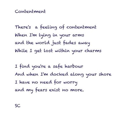 Contentment | Feelings, Safe harbor, Poems