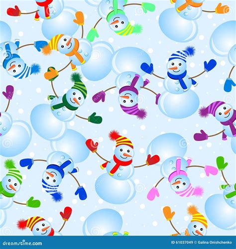 Seamless Background with Snowman Stock Vector - Illustration of cartoon ...