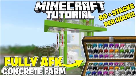 AFK CONCRETE FARM TUTORIAL MINECRAFT BEDROCK EDITION - YouTube