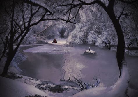 Concept art - Frozen lake | Frozen lake, Winter lake, Winter scenery