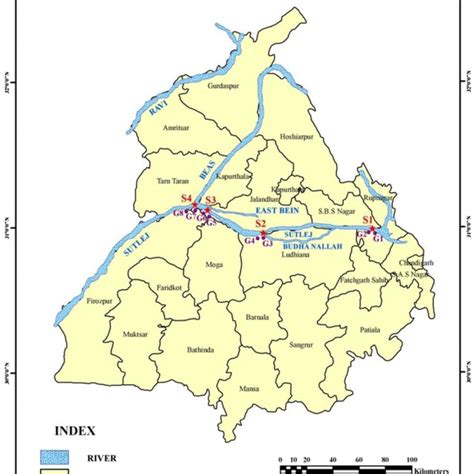 Map showing different collection sites (S1–S4; G1–G8) on and around ...