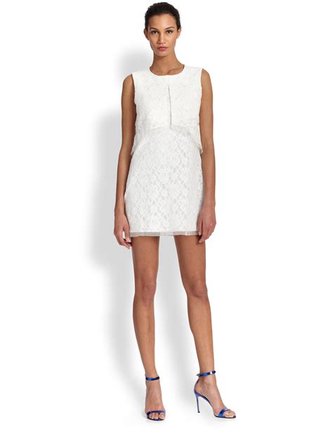 Lyst - Bcbgmaxazria Amelie Sleeveless Lace Shift Dress in White