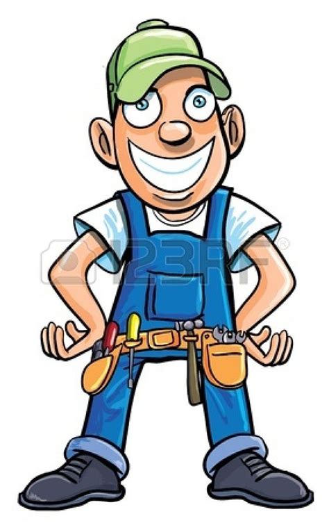 Cartoon handyman with tools. Isolated on white | Cartoon, Vector art ...