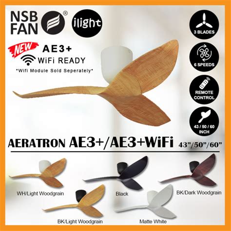 NSB FAN AERATRON AE3+/ AE3+ Wifi Ready 43 / 50 / 60 Inches DC MOTOR REMOTE CONTROL CEILING FAN ...