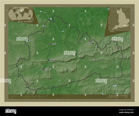 Surrey, administrative county of England - Great Britain. Elevation map ...