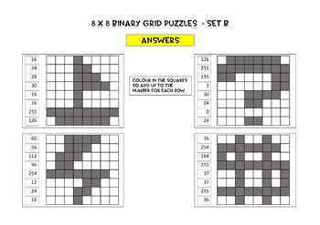 Binary Number Grid Puzzles - Pack, 79 puzzles, No Prep, BEST SELLER