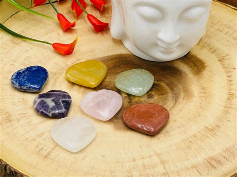 7 Chakra Heart Stone Set Polished Chakra Stones Chakra - Etsy