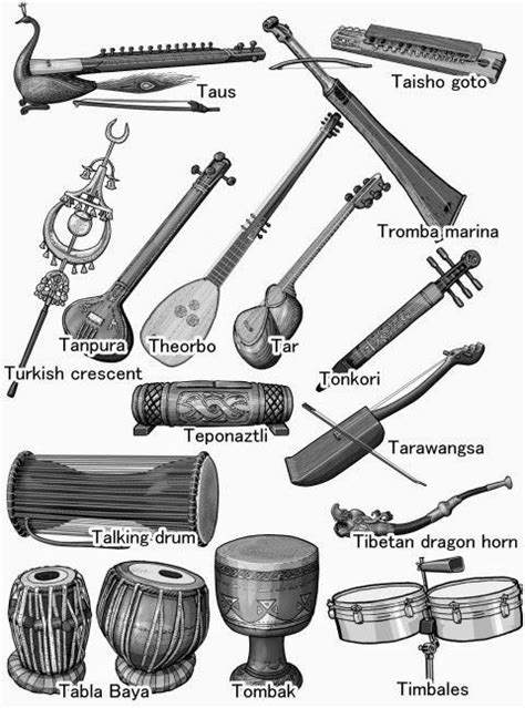 World musical instruments : Tabla Baya/Talking drum/Tanpura/Tar ...