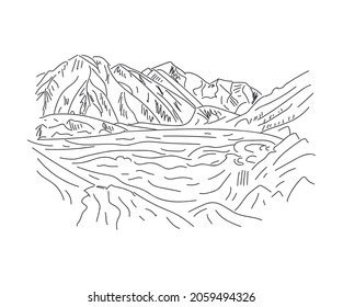 Mountain Landscape Line Drawing Vector Illustration Stock Vector ...