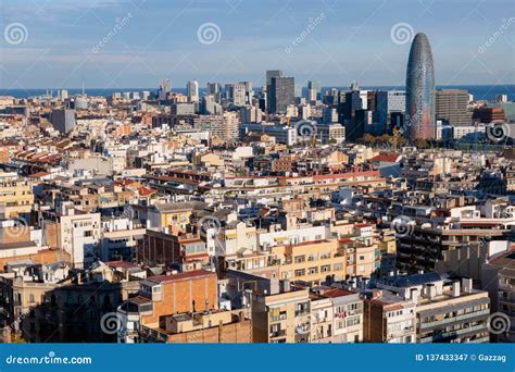 View of Barcelona skyline stock image. Image of district - 137433347