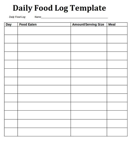 Daily Food Log Templates | 12+ Free Printable Word, Excel & PDF Formats, Samples, Examples ...