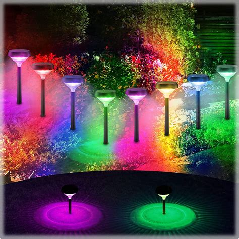 Linkind Color Changing Solar Pathway Lights, Bright LED Solar Path ...