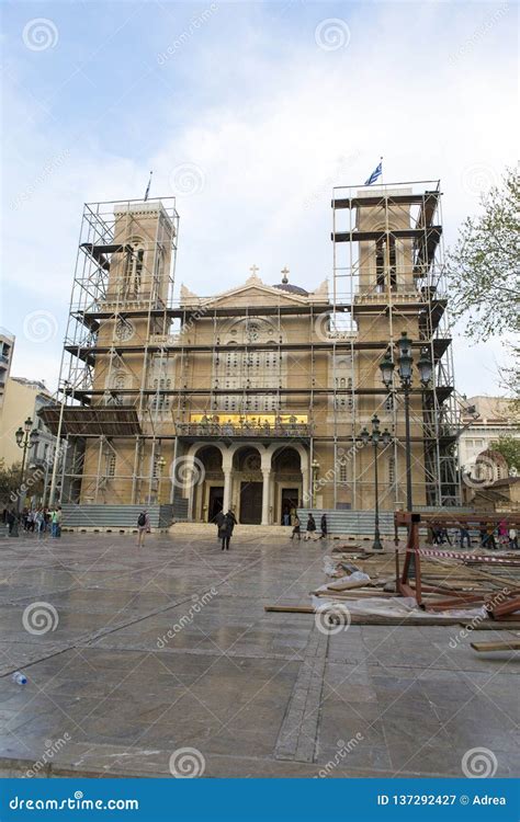 Metropolitan Church of Athens Evangelismos Theotokou Stock Image - Image of church, deliverance ...