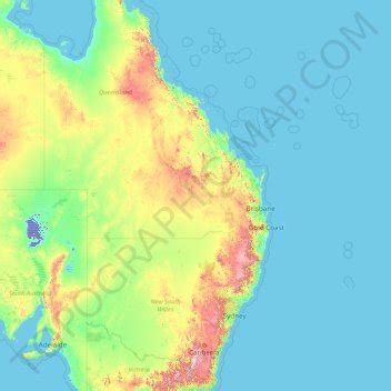 Great Dividing Range topographic map, elevation, terrain