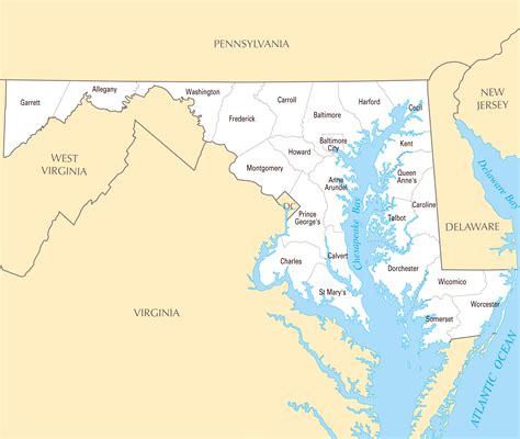 Large administrative map of Maryland state | Maryland state | USA | Maps of the USA | Maps ...