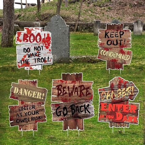 "Halloween Scary Warning Yard Sign Cutouts with Stakes are Engineer ...