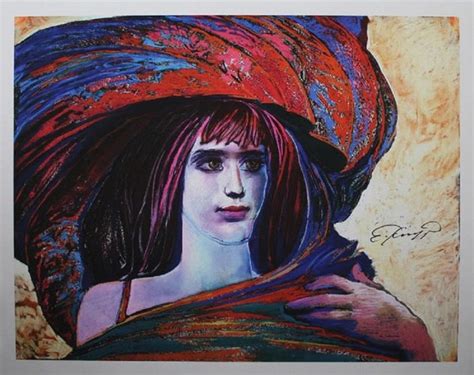 Ernst Fuchs, Girl in Big Hat, Giclée Print on Canvas, 21st Century for sale at Pamono