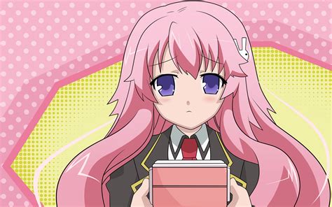 baka to test to shoukanjuu blush himeji mizuki pink pink hair seifuku vector | konachan.com ...