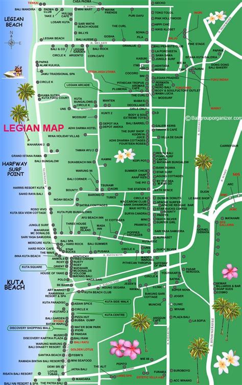 Legian, Kuta, Bali, Map | bali | Pinterest | Kuta bali, Indonesia and Bali holidays