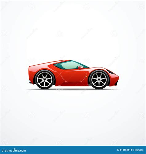 Red Cartoon Sport Car. Side View Stock Vector - Illustration of cartoon, supercar: 114162114