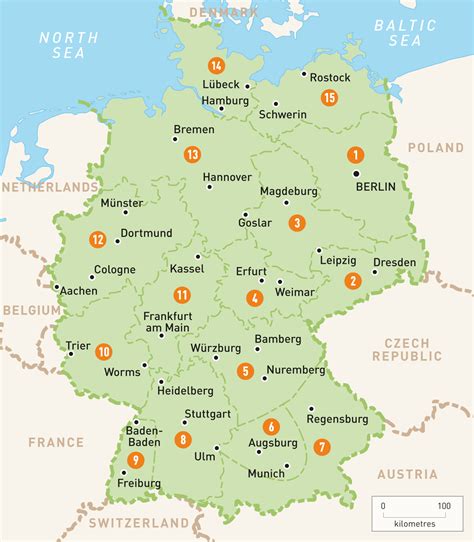 Map Of Germany With Cities And Towns In English