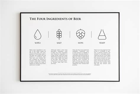 Beer Ingredients Print, Beer Printable Art, Beer Poster, Beer Lover ...