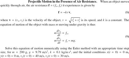 Solved Projectile motion in the Presence of Air Resistance. | Chegg.com